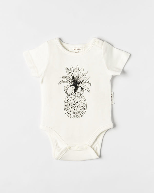 Organic Cotton Pineapple Bodysuit- Natural White