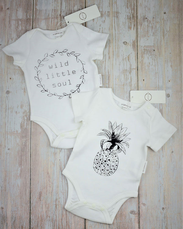 Organic cotton baby bodysuit Two Pack. GOTS Certified soft organic cotton Baby Essentials