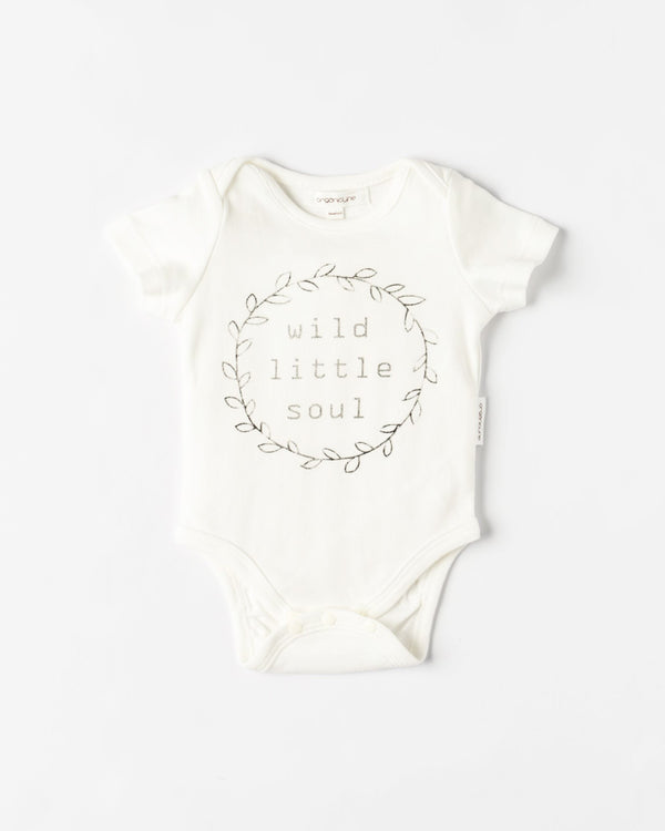 Organic Cotton Wild Little Soul Bodysuit - Natural White