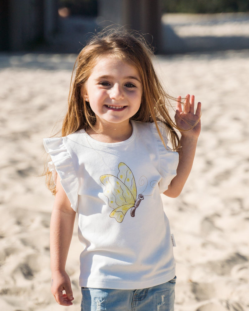 Organicline Butterfly organic cotton T-Shirt. Organic cotton toddler girls Top. Made from 100% certified organic cotton.