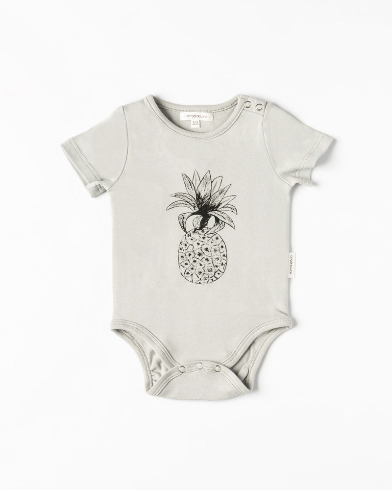 Organicline short sleeve Pineapple bodysuit- Silver grey 