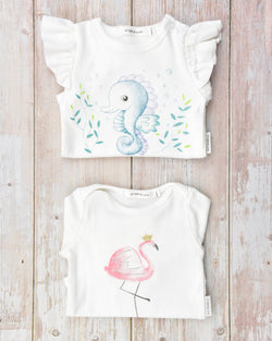Organicline baby girl bodysuits value pack. Save 20%. 100% GOTS certified organic cotton.